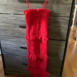 Red bodycon midi dress